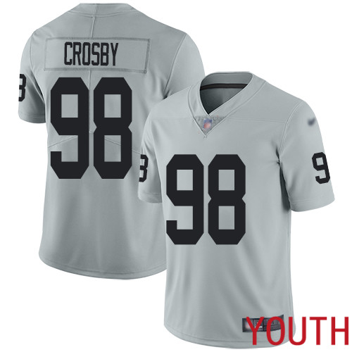 Oakland Raiders Limited Silver Youth Maxx Crosby Jersey NFL Football #98 Inverted Legend Jersey